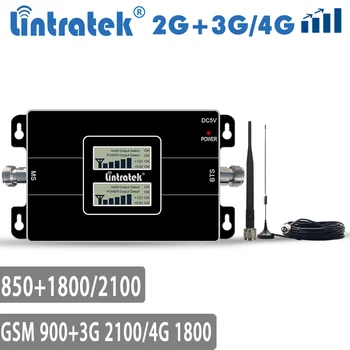 Lintratek GSM Signal Booster 900Mhz 3G 2100Mhz LTE 1800Mhz Mobiltelefon Signal Forstærker B5 850Mhz+Bnd 3/Band 1Cellular Forstærker KW17L