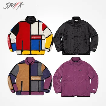 20FW Colorblocked polar fleece-dobbelt-sidet kontrast farve fortykkelse fleece jakke Kode S17