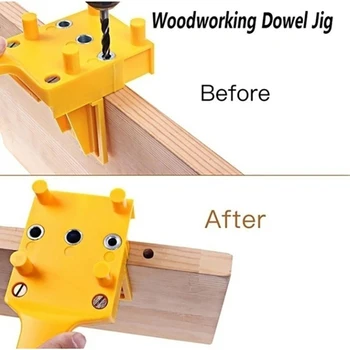Doweling Jig 6/8/10mm Håndholdte Lomme Hul Jig Sæt Træbearbejdning Træ Dyvel Self-Centrering Puncher Bor Guide Locator Jig