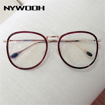 NYWOOH Vintage Briller Ramme Mænd Overdimensionerede Falske Briller til Kvinder Klare Optiske Billeder Metal Briller