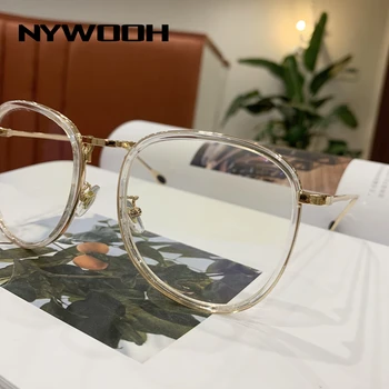 NYWOOH Vintage Briller Ramme Mænd Overdimensionerede Falske Briller til Kvinder Klare Optiske Billeder Metal Briller