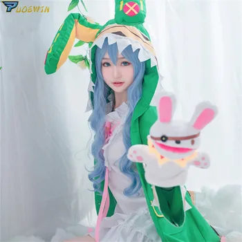 Dato Live Yoshino Cosplay Kostumer W Grøn Hætte Kvinder, Piger Pels Halloween Kostumer med Sokker