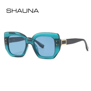 SHAUNA Retro Square Solbriller Kvinder Brand Designer Vintage Blå Briller Nitter Mænd Sol Briller Nuancer UV400