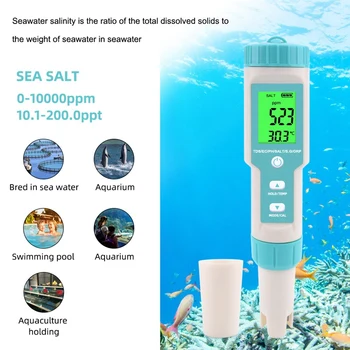 7-i-1 PH/TDS/EF/ORP/Saltindhold /S. G/Temperatur Måleren Water Quality Monitor Tester Drikkevand, Akvarier PH-Meter