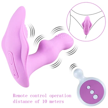 Bærbare Butterfly Dildo Vibrator Trusser Sex Legetøj til Kvinder Fjernbetjening Kvindelige Pussy Masturbator Klitoris Stimulator