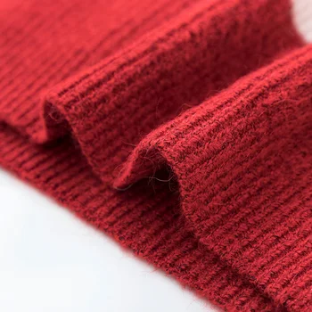 SEMIR Kvinder Lang Mohair Strik-blanding Sweater i Farve Blok Faldt Skulder Rib Strik Sweater Ribbet Mock Turtleneck Manchet og Hem