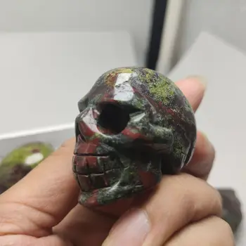 3pcs Naturlige dragon blood stone skull håndskårne krystal healing