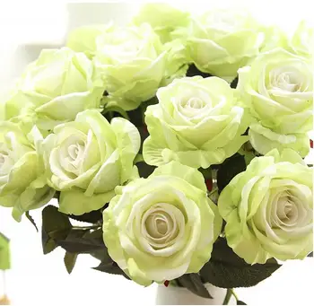 Enkelt Stilk, Blomst Rigtige Touch Materiale Kunstige Blomster Rose Buket Bryllup Home Party Dekoration