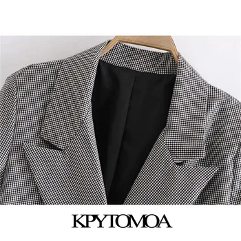 KPYTOMOA Kvinder 2021 Mode Dobbelt Breasted Ind Blazer Vintage Pels Lange Ærmer, Lommer Kvindelige Overtøj Smarte Toppe