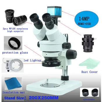 NEWSCOPE 7X-45X Trinokulartubus Stereo Zoom Mikroskop 14MP Kamera, HDMI-TF Kort Opbevaring Mikroskop Lys Ring Beskyttelse Cover