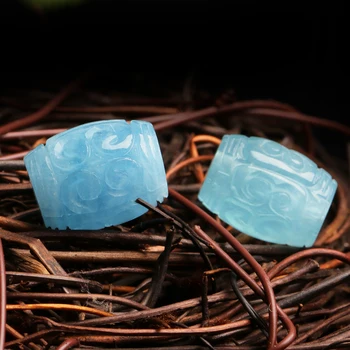 Et stykke aquamarine søjle form 10*14mmcarved blomst løse perler natur FPPJ ædelsten engros