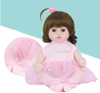 42cm Krøllet Hår Stil Reborn Baby Doll Bløde Vinly Naturtro Silikone Pige Gave Dukke Toy