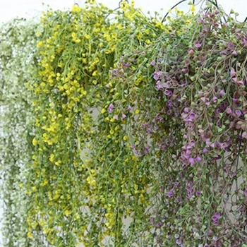 Vægmonteret Vidjer Spanskrør Plante Plast Wicke Bracketplant Vin Falske Grønne Områder Til Hjemmet Kunstige Dekorative Blomster