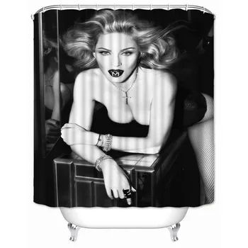 Musife Brugerdefinerede Madonna badeforhæng Vandtæt Polyester Stof Badeværelse Med Kroge DIY Home Decor