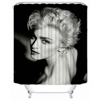 Musife Brugerdefinerede Madonna badeforhæng Vandtæt Polyester Stof Badeværelse Med Kroge DIY Home Decor