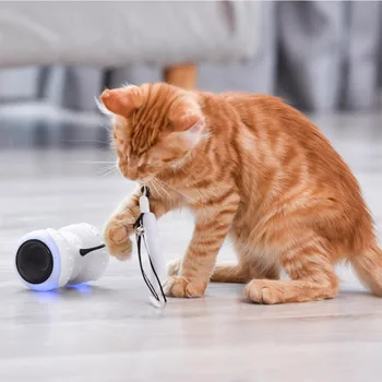 Pet Cat Toy Elektriske Balance LED Lysende RC Biler Legetøj med Fjer Bid Modstand Ridser Sjove Pet Supplies