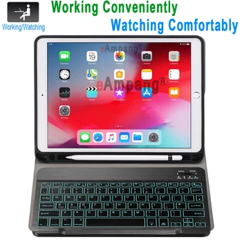 Baggrundsbelyst Tastatur etui til Apple iPad, Air 10.5 2019 Luft 3 etui til iPad Pro 10.5 2017 Bluetooth-Tastatur Cover Funda Blyant Slot
