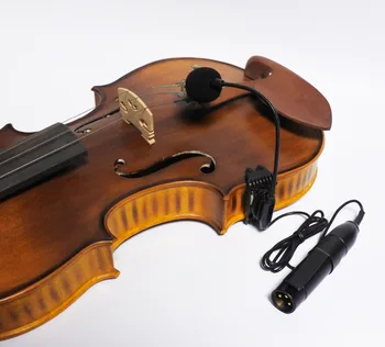 4/4 akustisk violin violin svanehals klip på kondensator mikrofon med XLR-phantom power converter instrument mikrofon preamp