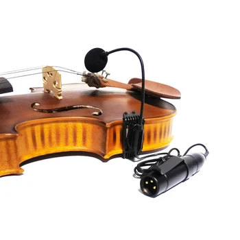 4/4 akustisk violin violin svanehals klip på kondensator mikrofon med XLR-phantom power converter instrument mikrofon preamp