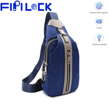 Fipilock Fingeraftryk Brystet Pack Enkelt Skulder Tasker USB-Opladning Brystet Bag Crossbody Tasker Mandlige Anti Tyveri Enkelt Strop Tilbage Taske
