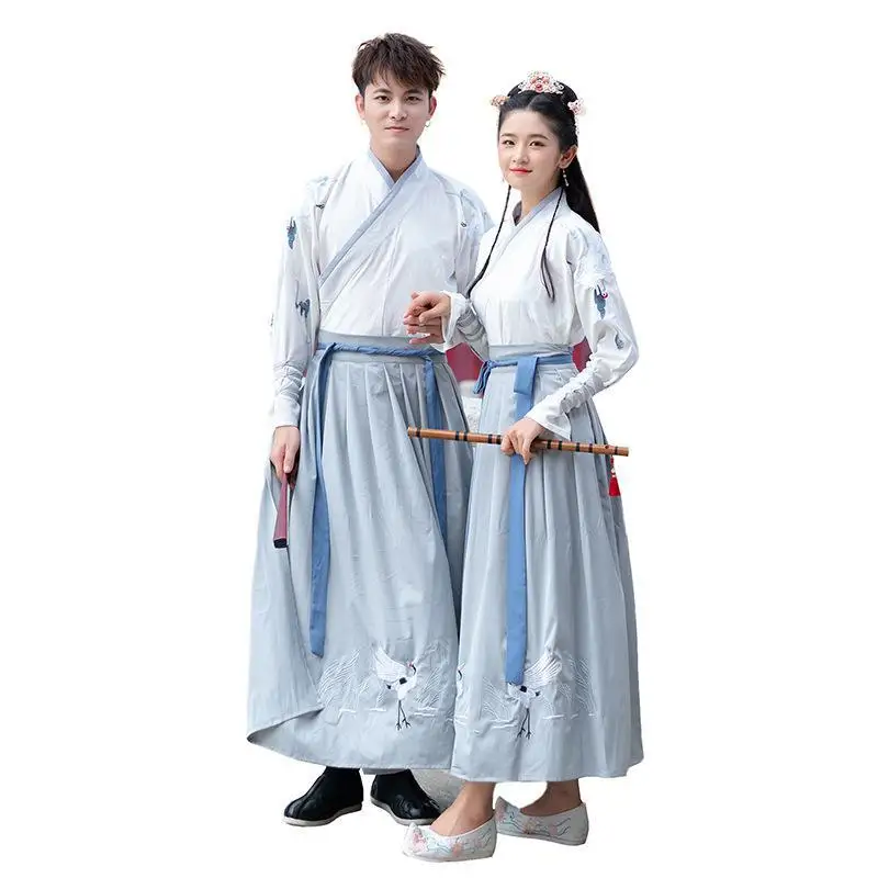 Mænd/kvinder Hanfu Gamle Traditionelle Kinesiske Sæt Tøj Cosplay Kostume Halloween Fancy For Par Plus 4xl Hvid køb online - Mall www.bujinkan-vejle.dk
