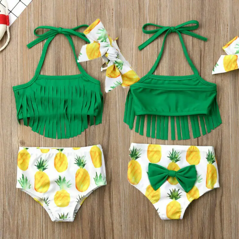 Nyfødte Baby Girl Bikini Passer Badetøj Badetøj Kvast Badning Sommer køb online - Mall >